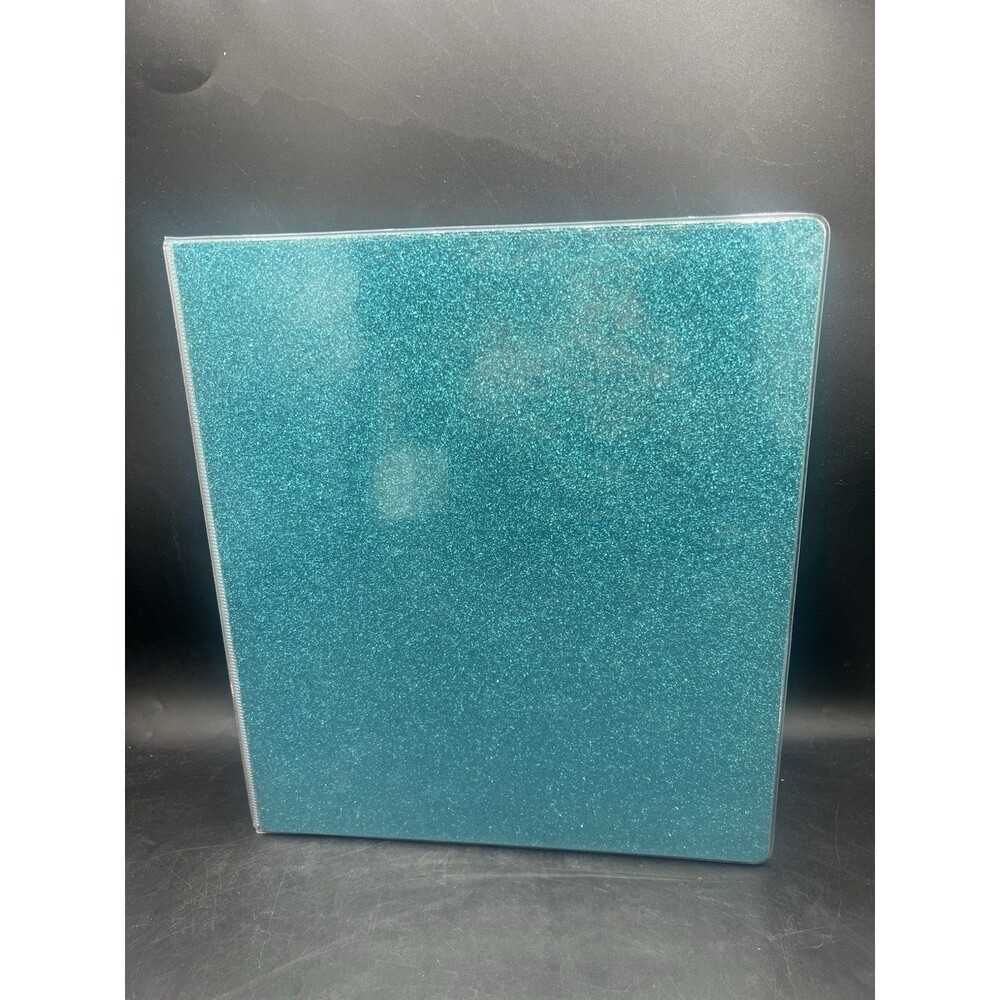 Office Depot Fashion 3 Ring Binder 1" Round Rings Teal Blue Glitter New